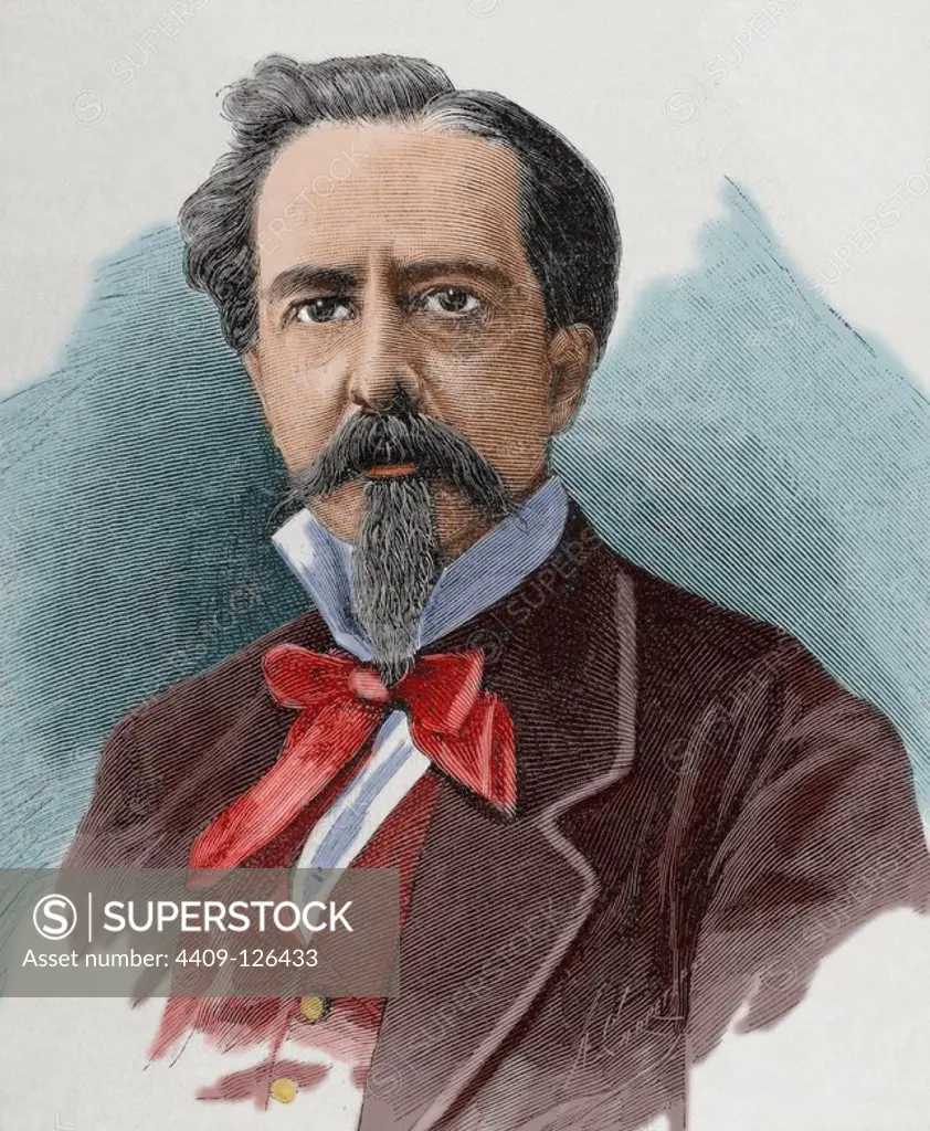 Federico Hoppe (1826-/). Functionary and politician. Engraving by A. Carretero. The Spanish and American illustration, 1879. Colored.