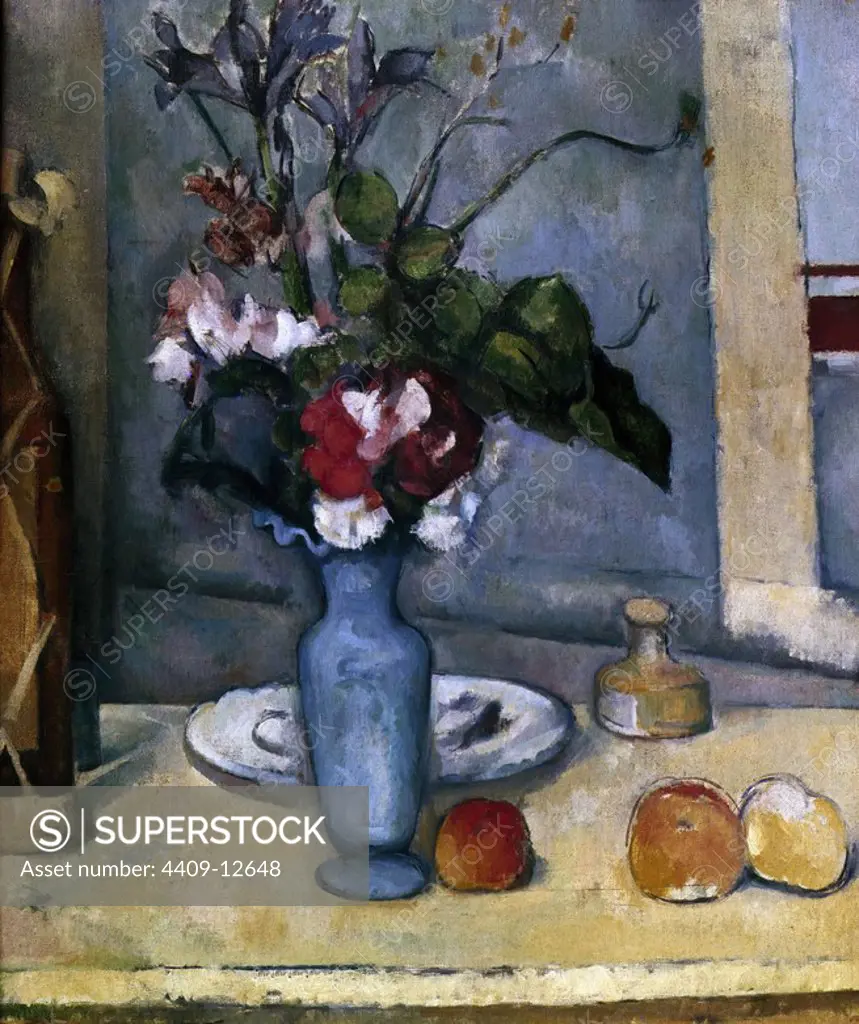 The Blue Vase - 1885/87 - 62x51 cm - oil on canvas - French Post-Impressionism. Author: PAUL CEZANNE. Location: MUSEE D'ORSAY. France.