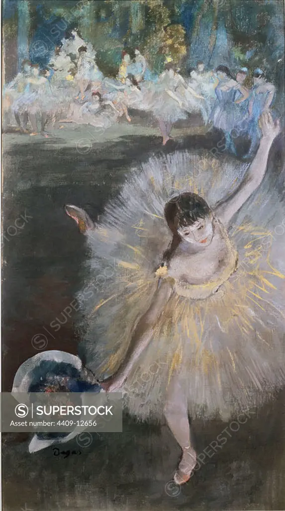End of an Arabesque - 1877 - 67,4x38 cm - oil and pastel on canvas. Author: EDGAR DEGAS. Location: MUSEE D'ORSAY. France.
