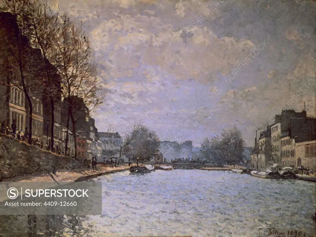 EL CANAL DE SAINT MARTIN. Author: ALFRED SISLEY. Location: MUSEE D'ORSAY. France.