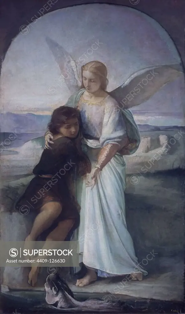 'Tobias and the Angel', 1858-1863, Oil on canvas, 198 cm x 118 cm, P04620. Author: EDUARDO ROSALES GALLINAS. Location: CASON DEL BUEN RETIRO-PINTURA. MADRID. SPAIN. TOBIAS / SAN TOBIAS.