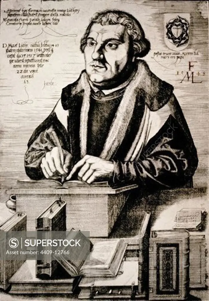 MARTIN LUTERO  REFORMADOR RELIGIOSO DE ALEMANIA (1483-1546). Author: LORCK, MELCHIOR. Location: BIBLIOTECA NACIONAL-COLECCION, MADRID, SPAIN.