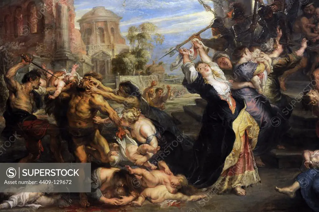 Peter Paul Rubens (1577-1640). German-born Flemish Baroque painter. Massacre of the Innocents, 1635-40. Version Pinakothek. Detail. Munich. Germany.