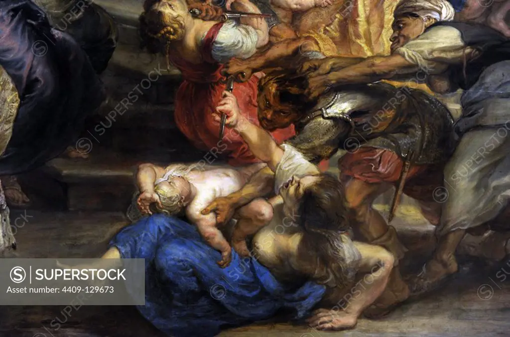 Peter Paul Rubens (1577-1640). German-born Flemish Baroque painter. Massacre of the Innocents, 1635-40. Version Pinakothek. Detail. Munich. Germany.