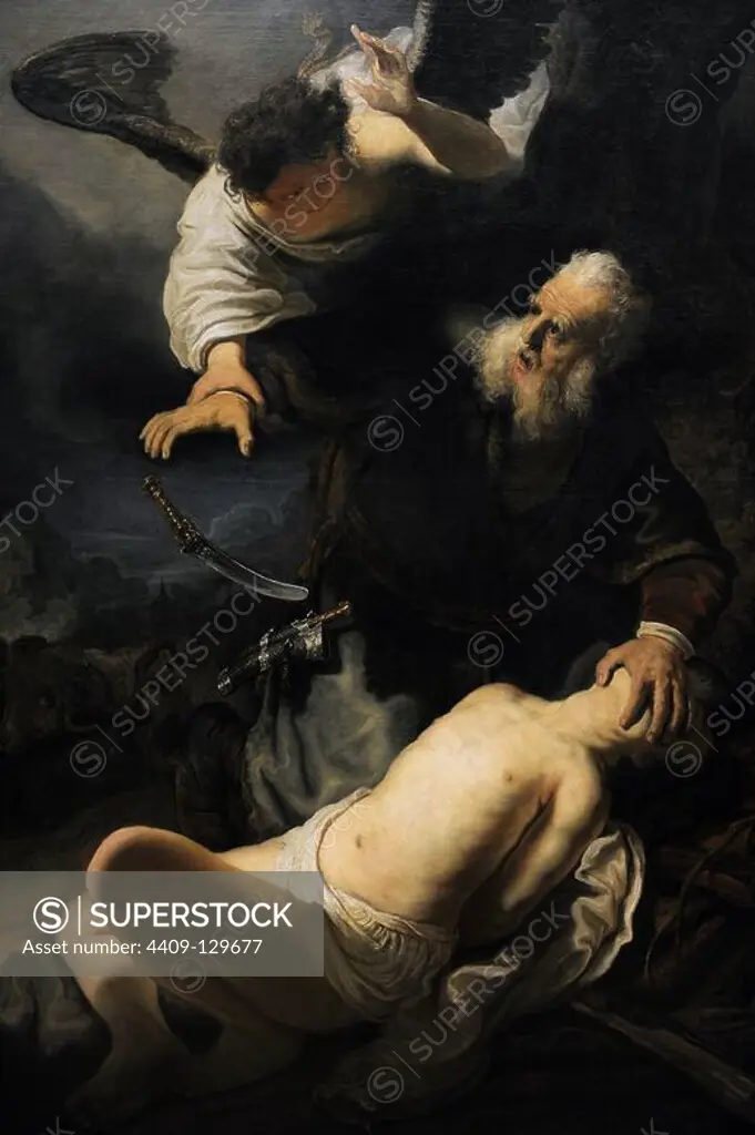 Rembrandt Harmenszoon van Rijn (1606-1669) Dutch painter and etcher.The Sacrifice of Isaac, 1636. Alte Pinakothek. Munich. Germany.