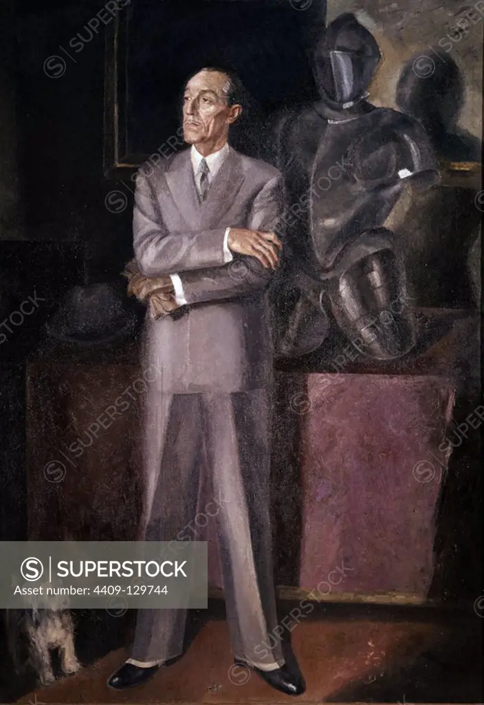 'Portrait of Duke of Alba', 1936, Oil on canvas, 211 x 150 cm. Author: DANIEL VAZQUEZ DIAZ. Location: ACADEMIA DE SAN FERNANDO-PINTURA. MADRID. SPAIN. ALBA DUQUE DE XVII. DUQUE DE ALBA XVII. FITZ-JAMES STUART FALCO JACOBO.