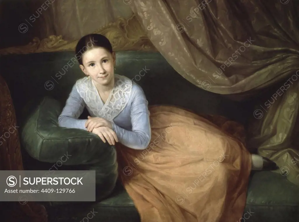 'Portrait of a girl', 19th century. Author: ANTONIO MARIA ESQUIVEL. Location: ACADEMIA DE SAN FERNANDO-PINTURA. MADRID. SPAIN.