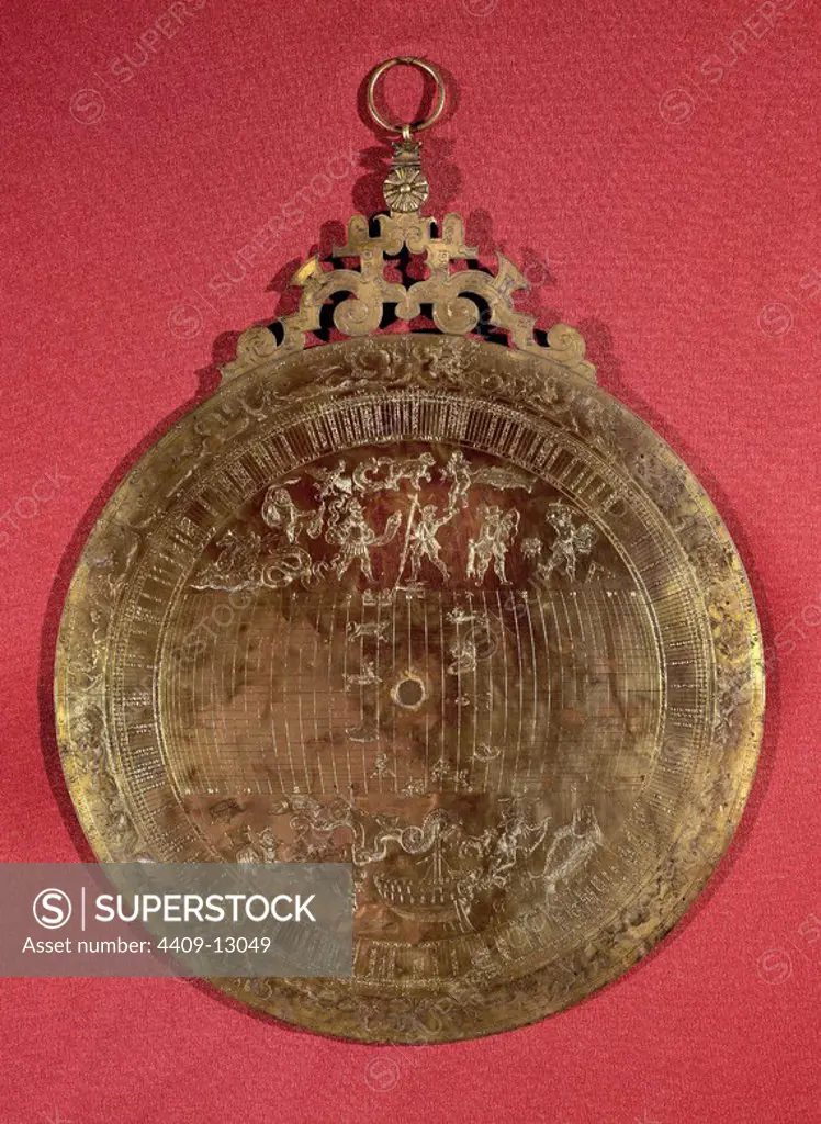 Astrolabe disk (mater) - 16th CENTURY. Author: ROJAS JUAN DE SIGLO XVI. Location: MUSEO NAVAL / MINISTERIO DE MARINA. MADRID. SPAIN.