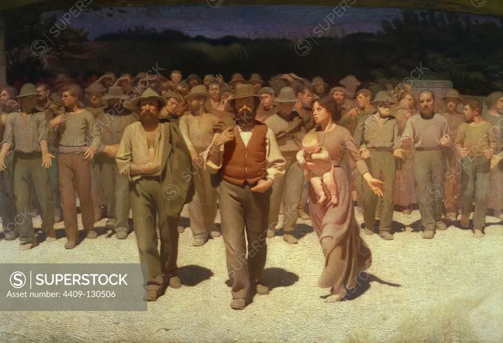 Giuseppe Pellizza da Volpedo / 'The Fourth State', 1901, Oil on canvas, 293 × 545 cm. Museum: GALLERY OF MODERN ART, Milan, ITALIA. Author: GIUSEPPE PELIZZA DA VOLPEDO.