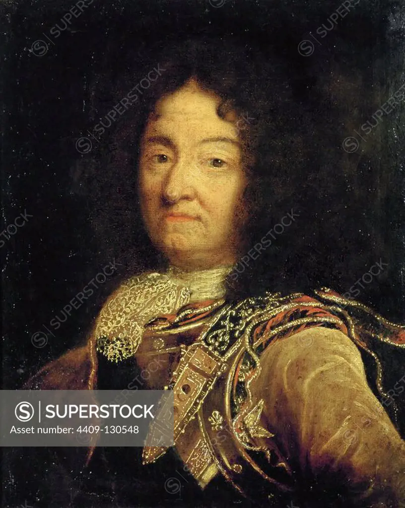 Hyacinthe Rigaud / 'Louis XIV in old age', Oil on canvas, 42 × 34 cm, P2597. Museum: MUSEO DEL PRADO, MADRID, SPAIN.