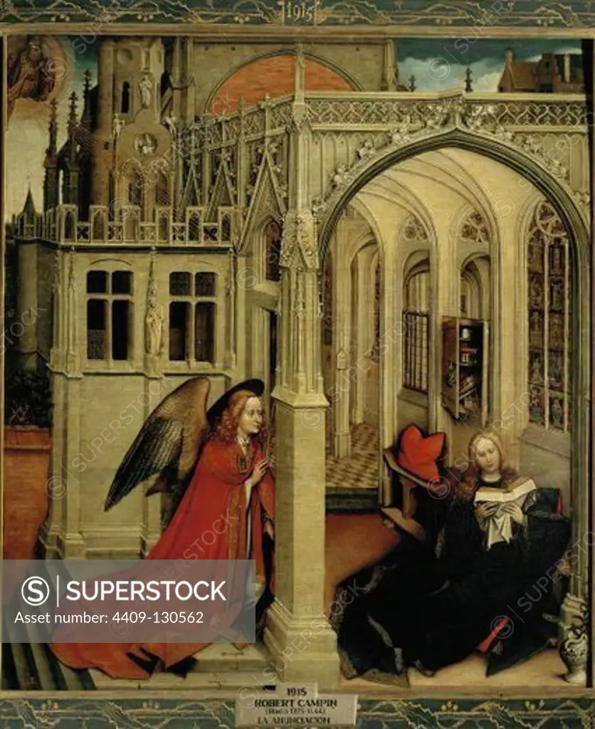 Robert Campin / 'The Annunciation', 1418-1419, Oil on wood, 76 x 70 cm, P01915. Artwork also known as: LA ANUNCIACION. Museum: MUSEO DEL PRADO.
