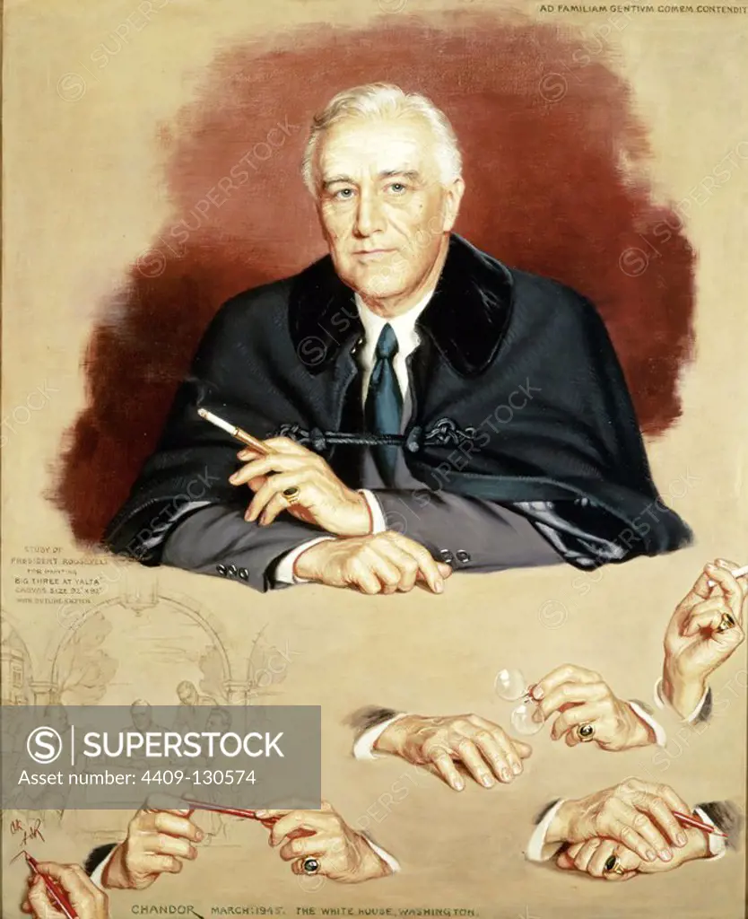 Douglas Chandor / 'Franklin D. Roosevelt', 1945, Óleo sobre lienzo, NPG.68.49. Museum: NATIONAL GALLERY, WASHINGTON D. C., USA.