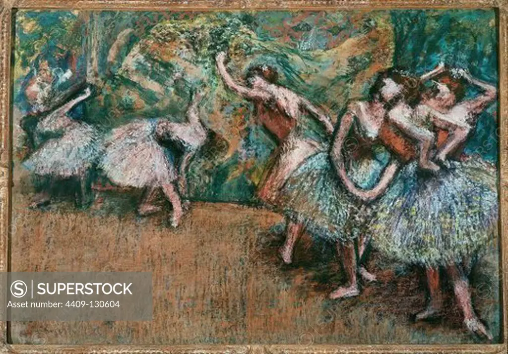 Edgar Degas / 'Scene from a Ballet', 1904-1906, Pastel on paper, 76 x 109 cm. Artwork also known as: Escena de ballet. Museum: NATIONAL GALLERY.