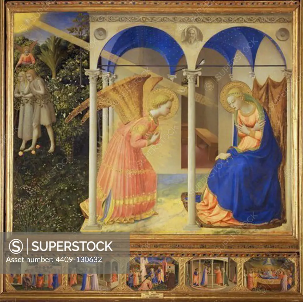 Fra Angelico / 'The Annunciation', 1426-1428, Tempera on panel, 194 x 194 cm, P15. Artwork also known as: LA ANUNCIACION. Museum: MUSEO DEL PRADO.