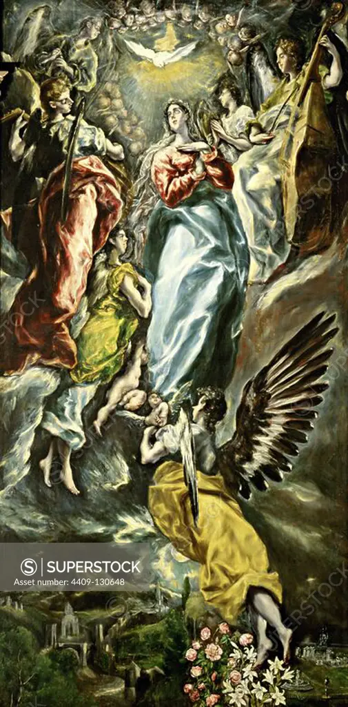 El Greco / 'The Assumption of the Virgin Mary', 1607-1613, Oil on canvas, 154 × 347 cm. Museum: MUSEO DE SANTA CRUZ, MANCHESTER, SPAIN.