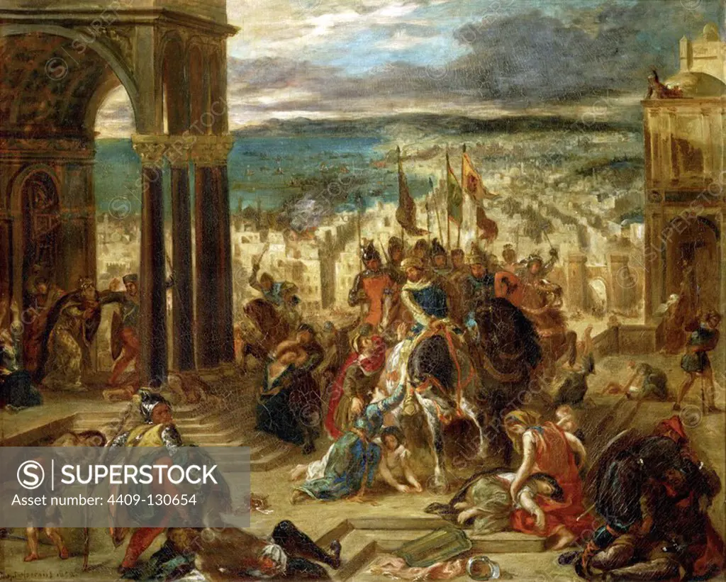 Eugène Delacroix / 'Entry of the Crusaders in Constantinople', 1840, Oil on canvas, 498 x 410 cm, Inv.3821. Museum: MUSEE DU LOUVRE, Paris, France.