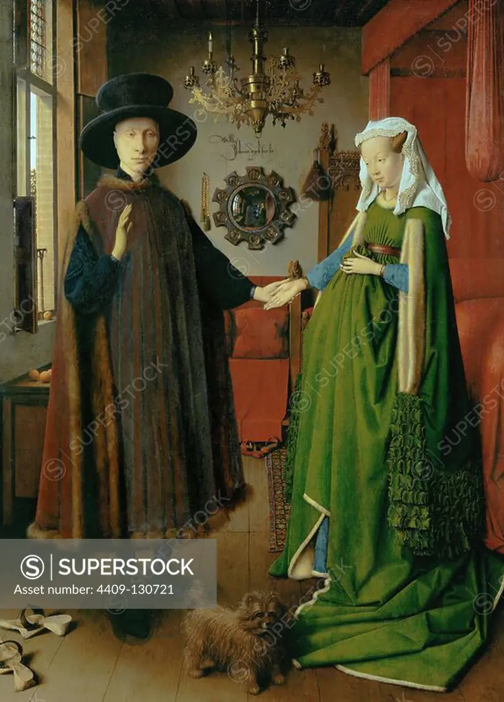 Jan van Eyck / 'The Arnolfini Portrait', 1434, Oil on panel, 82 x 60 cm. Museum: NATIONAL GALLERY, LONDRES, UK.
