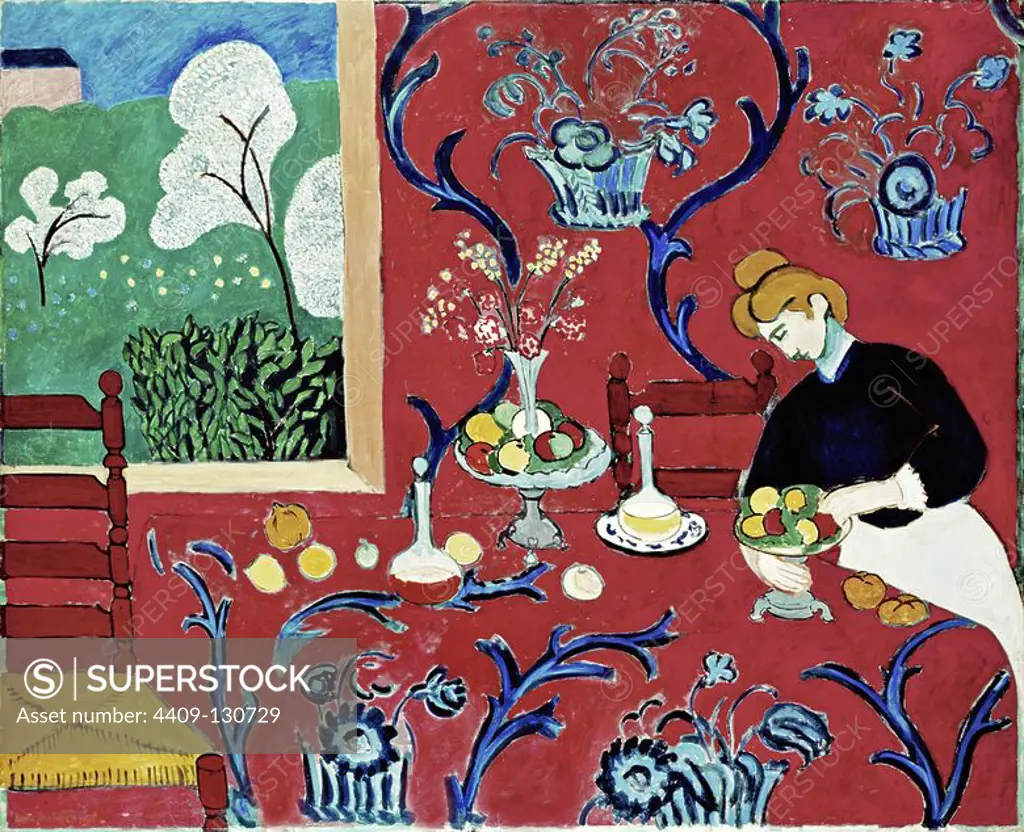 Henri Matisse / 'The Dessert: Harmony in Red (The Red Room)', 1908, Oil on canvas, 180 x 220 cm. Museum: HERMITAGE, SAN PETERSBURGO, RUSSIA.