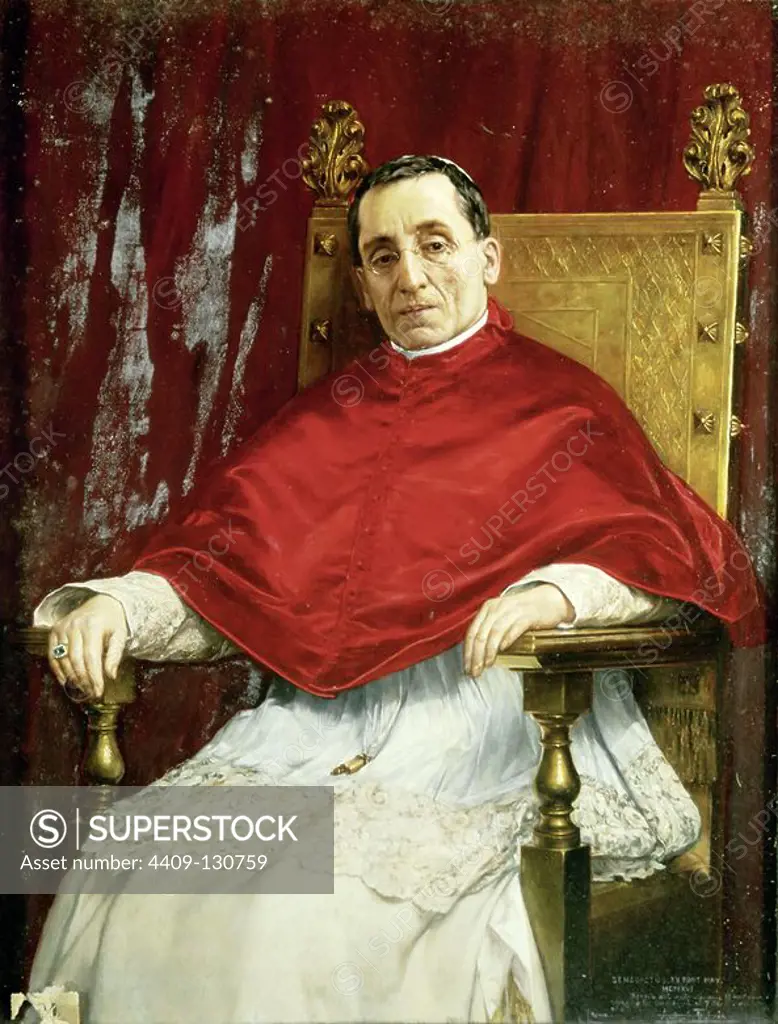 Antonio Fabrés / 'Portrait of Pope Benedict XV', 1916, Oil on canvas. Museum: CASON DEL BUEN RETIRO, MADRID, SPAIN.