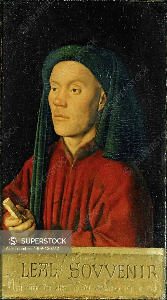 Jan van Eyck / 'Portrait of a Man (Léal Souvenir)', 1432, Oil on oak, 33.3 x 18.9 cm, NG290. Museum: NATIONAL GALLERY, LONDRES, UK.
