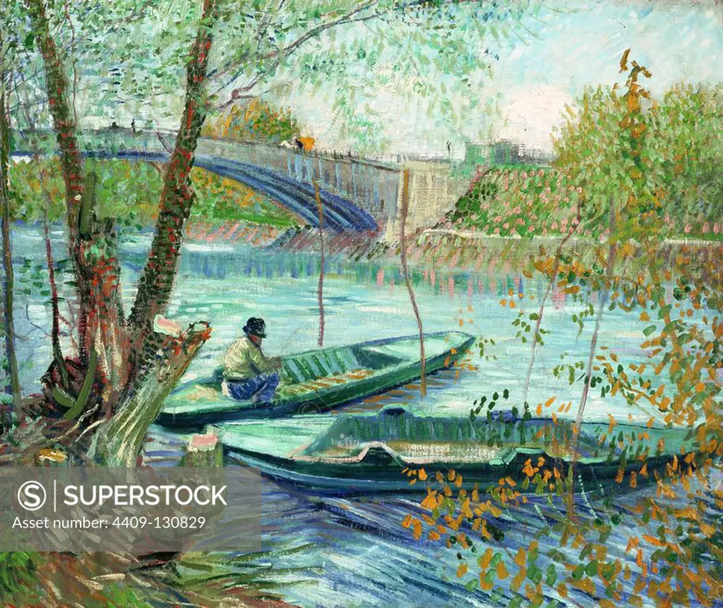 Vincent Van Gogh / 'Fishing in Spring, the Pont de Clichy ', 1887, Oil on canvas, 49 x 58 cm. Museum: The Chicago Art Institute, Chicago, USA.