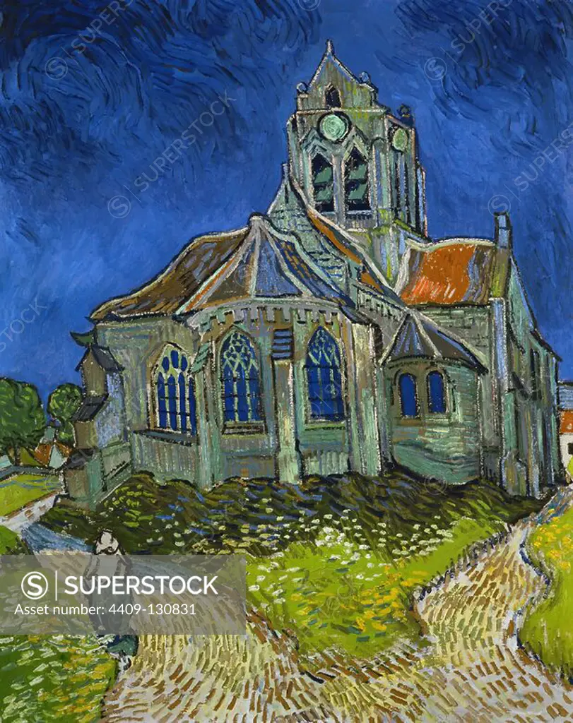 Vincent Van Gogh / 'The Church at Auvers', 1890, Óleo sobre lienzo, 94 x 74 cm. Museum: MUSEE D'ORSAY, BUDAPEST, France.
