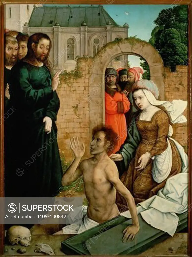 Juan de Flandes / 'The Resurrection of Lazarus', 1510-1518, Oil on wood, 110 x 84 cm. Artwork also known as: La resurrección de Lázaro. Museum: MUSEO DEL PRADO.