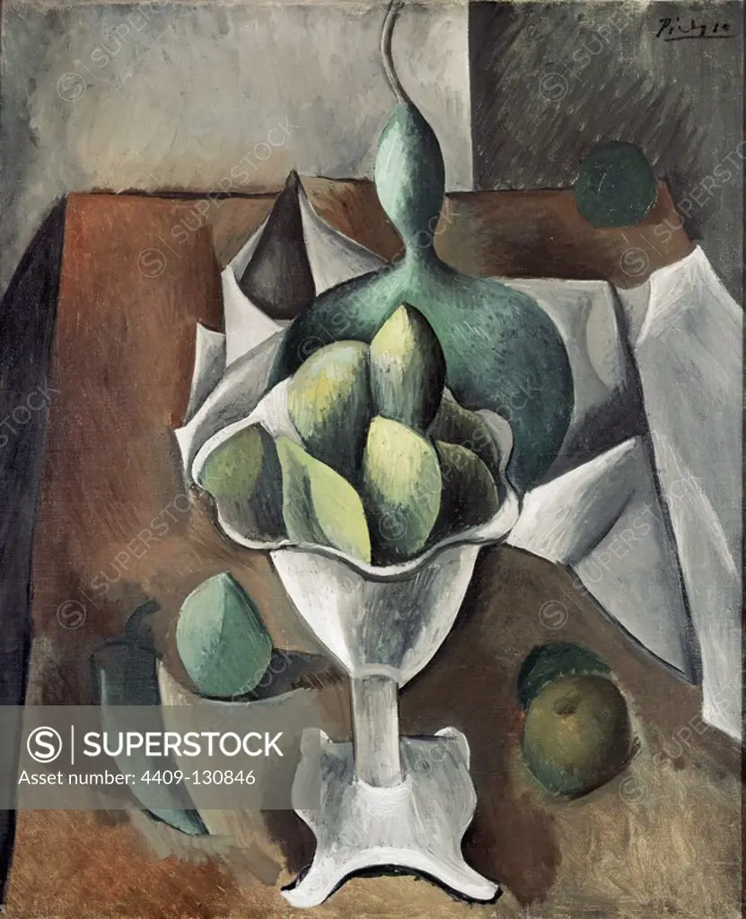 Pablo Picasso / 'Fruit Dish', 1908-1909, Oil on canvas, 74.3 x 61 cm. Museum: MUSEUM OF MODERN ART, NUEVA YORK, USA.