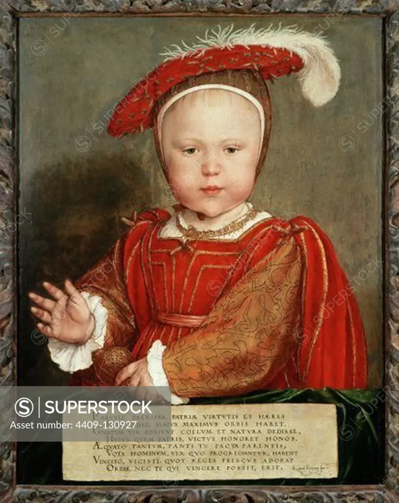 Hans Holbein the Younger / 'Edward VI as a Child', c. 1538, Oil on panel, 56.8 × 44 cm. Artwork also known as: Eduardo VI de niño. Museum: NATIONAL GALLERY.
