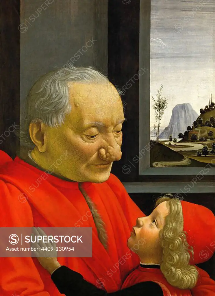 Domenico Ghirlandaio / 'An Old Man and his Grandson', c. 1490, Tempera on wood, 62 x 46 cm. Museum: MUSEE DU LOUVRE, Paris, France.