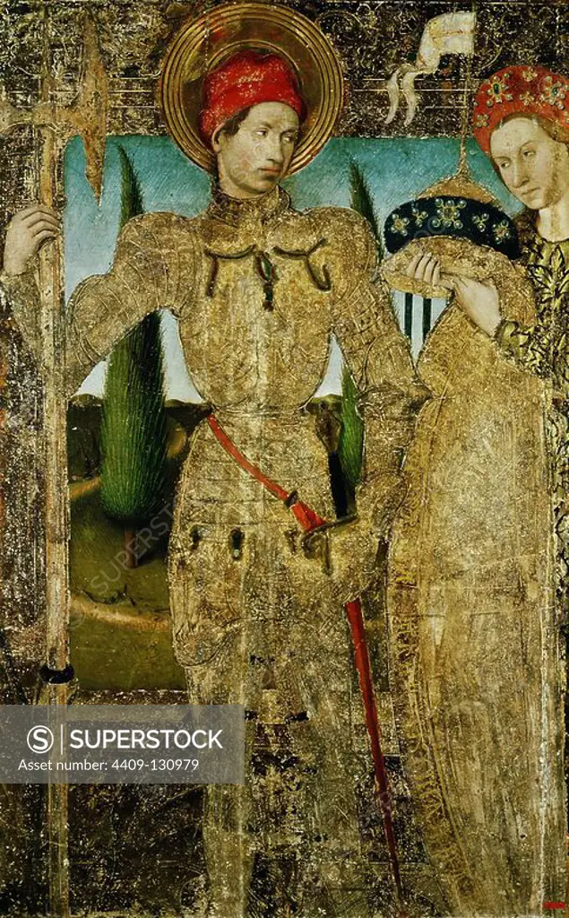Jaume Huget / 'Saint George and the Princess', 1448, On wood. Museum: Museu Nacional d'Art de Catalunya (MNAC), Barcelona, SPAIN. Author: Jaume Huguet.
