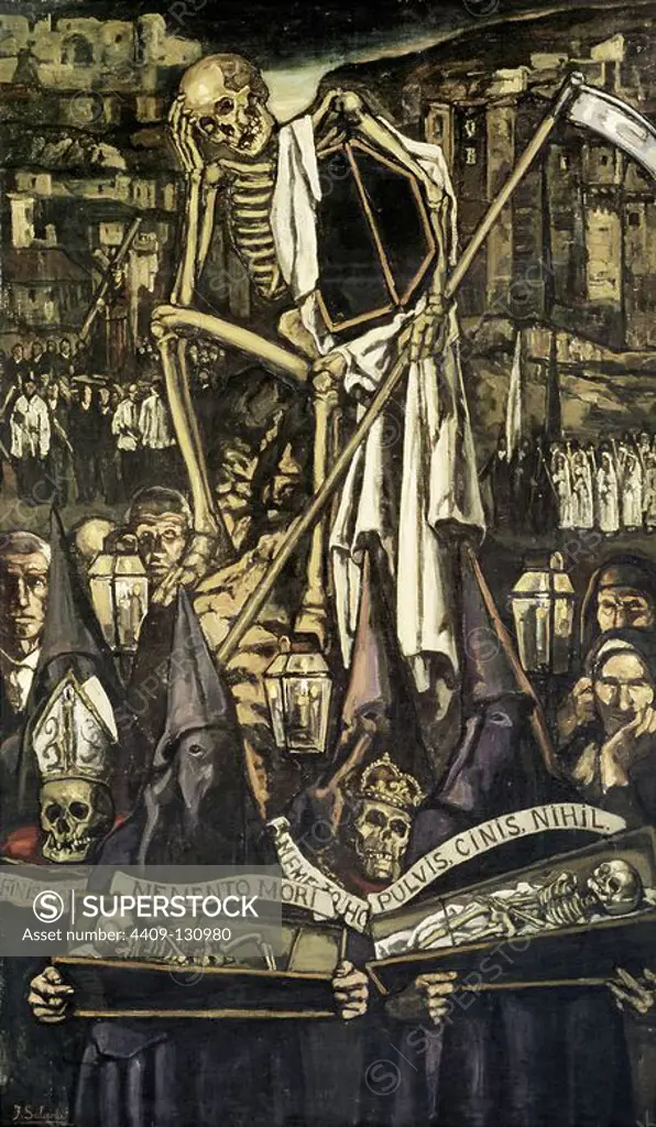 José Gutiérrez Solana / 'Death's Procession', 1930, Oil on canvas, 210 x 123 cm. Museum: Museo Nacional Centro de Arte Reina Sofía (MNCARS), MADRID, SPAIN.