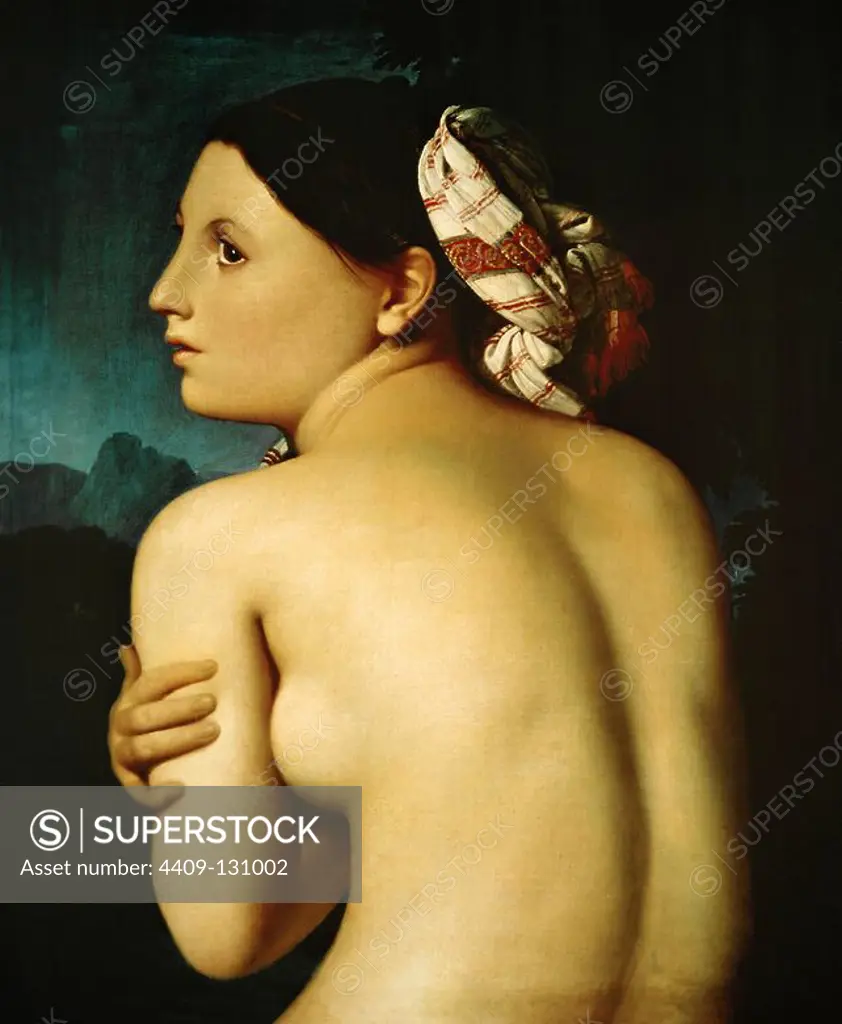 Jean Auguste Dominique Ingres / 'The Bather', 1807, Oil on canvas, 51 x 42.5 cm. Museum: MUSEE BONNAT, Bayona, France.