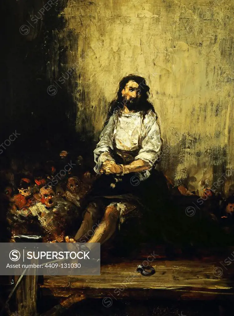 Eugenio Lucas Velázquez / 'Sentenced to Death', Oil on canvas, 48 x 38 cm. Museum: CASON DEL BUEN RETIRO, MADRID, SPAIN.