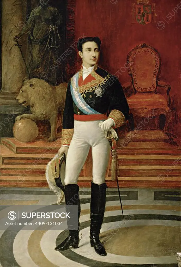 Salvador Martínez Cubells / 'Alfonso XII of Spain', 1876, Oil on canvas. Museum: REAL ACADEMIA DE BELLAS ARTES DE SAN FERNANDO, MADRID, SPAIN.