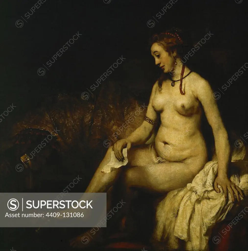 Rembrandt Harmenszoon van Rijn / 'Bathsheba in the bath', 1654, Oil on canvas, 142 x 142 cm. Museum: MUSEE DU LOUVRE, BUDAPEST, France.