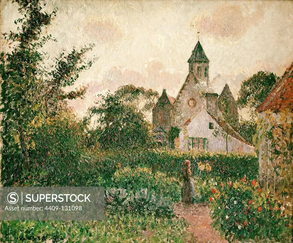 Camille Pissarro / 'The Church in Knocke', 1894, Oil on canvas, 54 × 65 cm. Museum: MUSEE D'ORSAY, BUDAPEST, France.