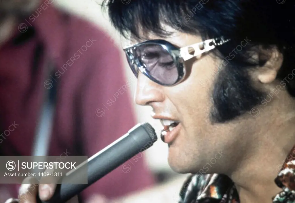 The American singer Elvis Presley performing in 1970.