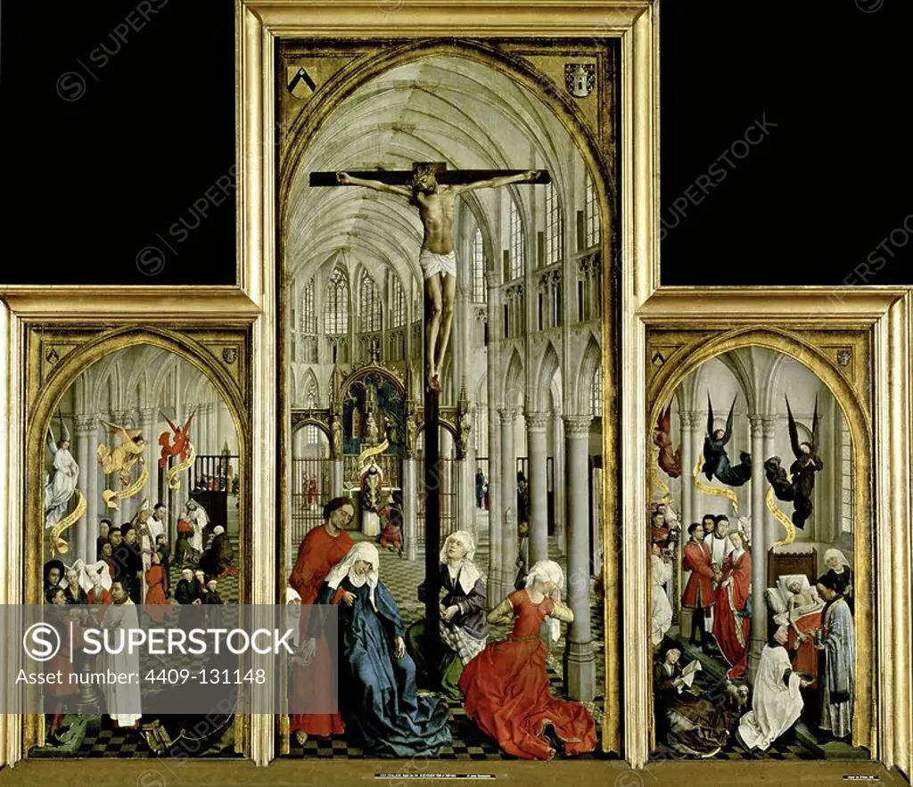Rogier van der Weyden / 'Seven Sacraments Altarpiece', 1445-1450, Oil on panel, 200 x 223 cm. Museum: Koninklijke Museum Shone Kunsten, TORRE DEL LAGO, Belgien. JESUS.