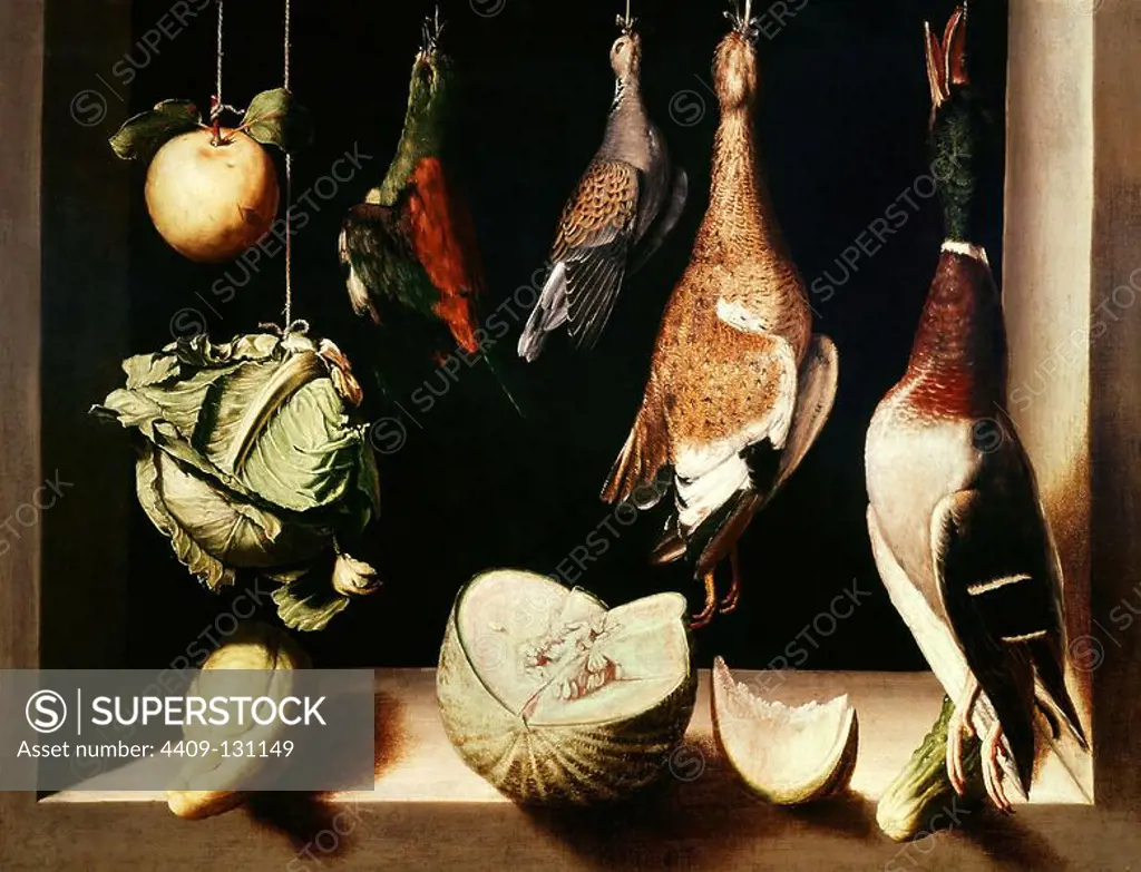 Juan Sánchez Cotán / 'Still-Life with Game Fowl', 1600-1603, Oil on canvas, 68 x 89 cm. Museum: The Chicago Art Institute, Chicago, USA.