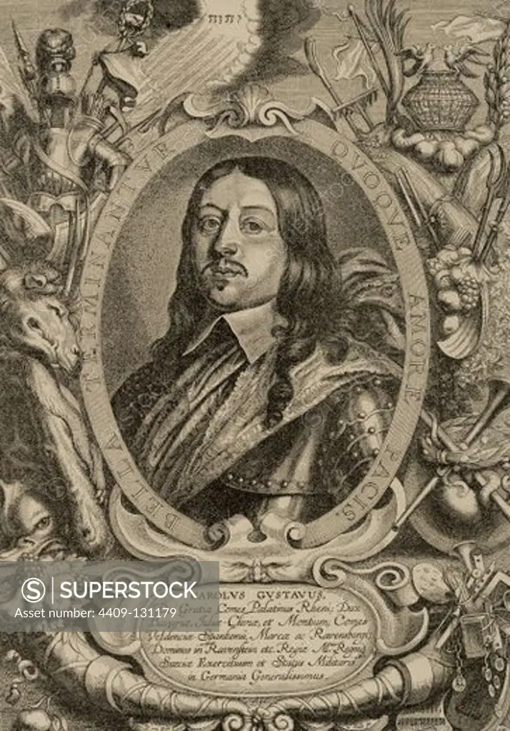 Charles X Gustav of Sweden (1622-1660). King of Sweden. Engraving in Universal History, 1885.
