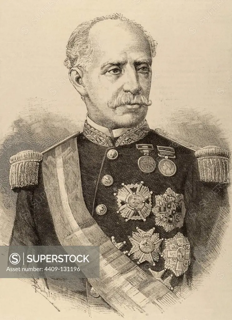 Ignacio Mari_a del Castillo (1817-1893). Spanish military and politician. Engraving by Badillo in The Spanish and American Illustration, 1886.