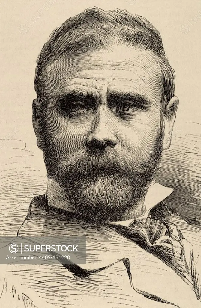 Antonio Cortina (1841-1890). Spanish painter. Engraving by Arturo Carretero (1853-1903). The Spanish and American Illustration, 1890.