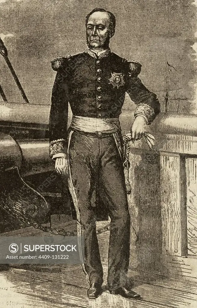 Amedee Courbet (1827-1885). French Admiral. Engraved by F. Meaulle. The Illustration, 1884.