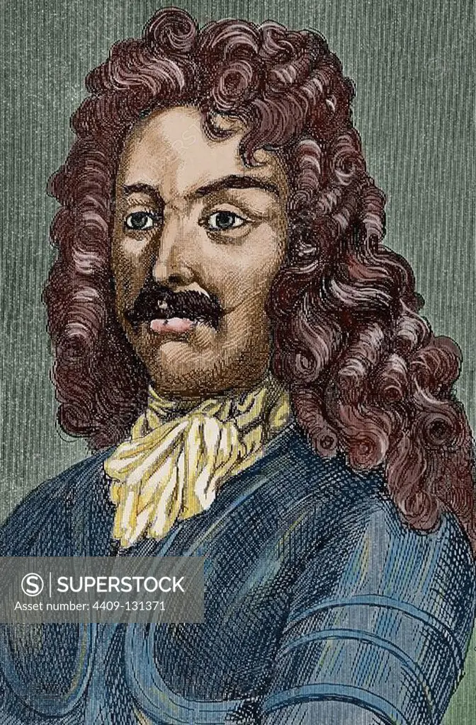 James FitzJames, 1st Duke of Berwick (1670-1734). French military. Colored engraving on History of Spain, 1882.