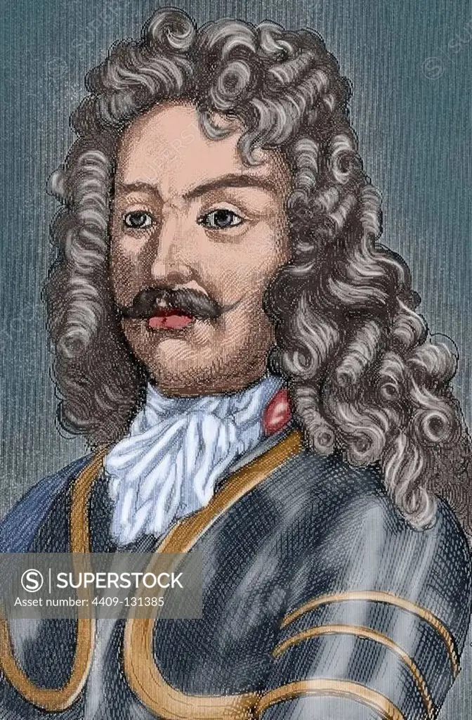 James FitzJames, 1st Duke of Berwick (1670-1734). French military. Colored engraving on History of Spain, 1882.