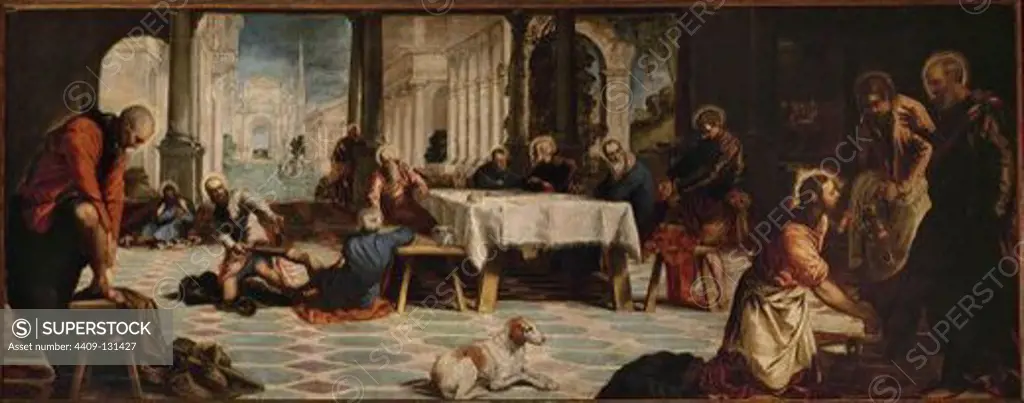 Tintoretto / 'The Foot Washing', 1548-1549, Oil on canvas, 210 x 533 cm, P02824. Artwork also known as: El Lavatorio. Museum: MUSEO DEL PRADO.