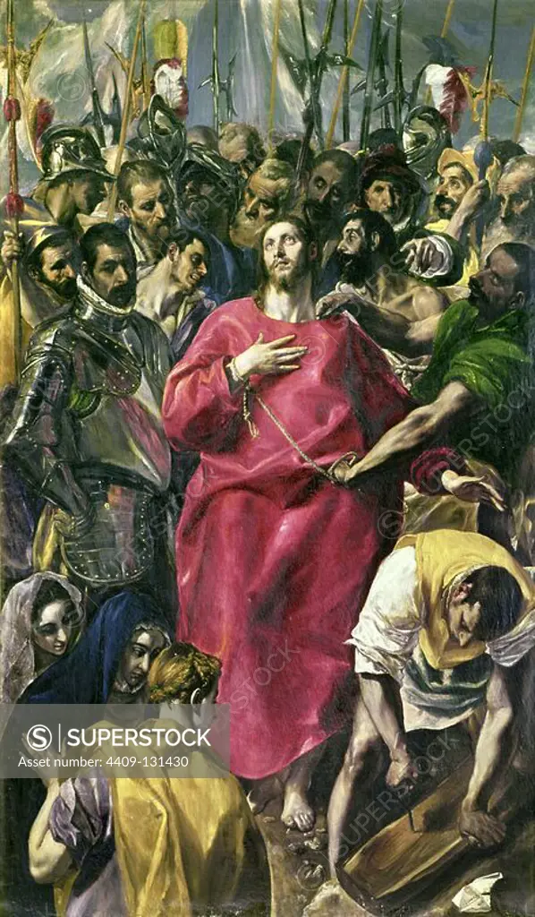 El Greco / 'The Disrobing of Christ', 1577-1579, Oil on canvas, 285 × 173 cm. Museum: Catedral de Santa María, Toledo. JESUS. MARY MAGDALENE. Mary Of Clopas. VIRGIN MARY.