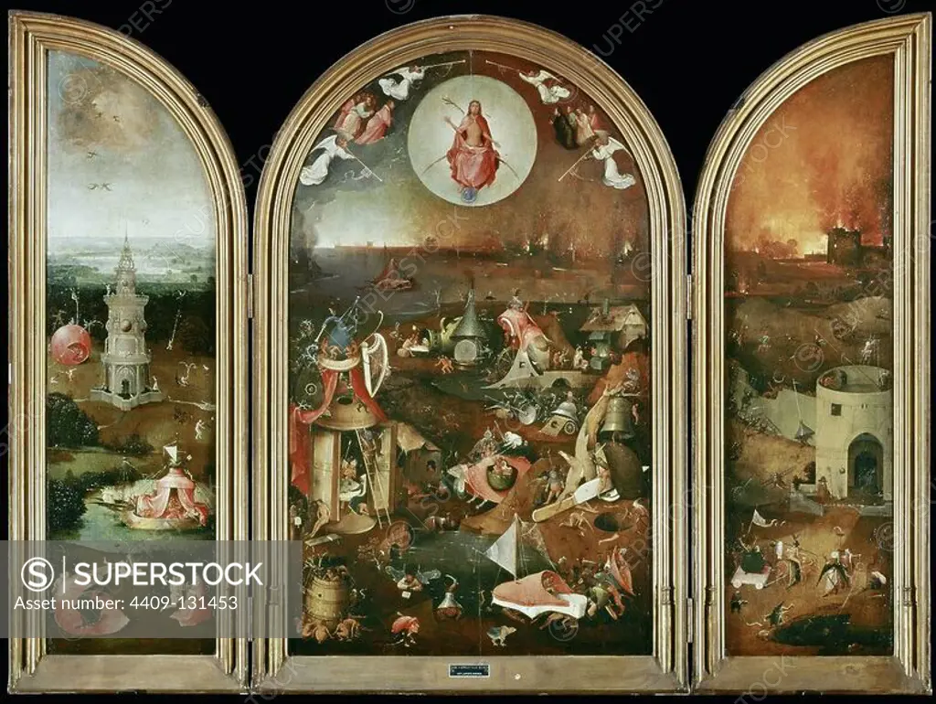 Hieronymus Bosch / 'The Last Judgment, c. 1482, Oil on wood, 163.7 x 242 cm. Museum: Groeninge Museum, BRUJAS, Belgien.