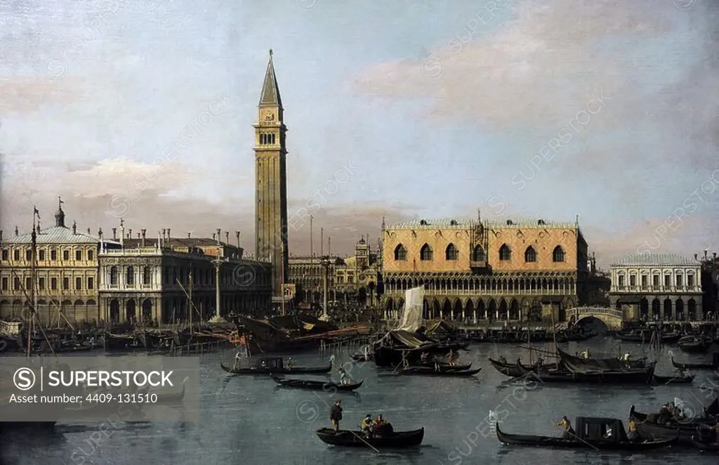 Antonio Canaletto (1697-1768). Italian painter. Piazetta and Riva degli Schiavoni in Venice. Alte Pinakothek. Munich. Germany.